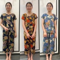 Bộ Lanh Nhung 3D Đại Sớ Lửng San San, Bộ Mặc Nhà Trung Niên cho Mẹ Cho Bà