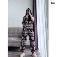 Bộ lanh thổ cẩm (áo cộc quần dài ống suông)