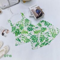 Bộ lanh ( tole ) vải xuất dư quần đùi áo 2 dây