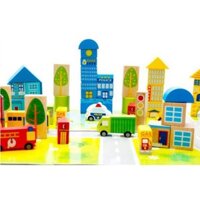 Bộ lắp ghép mô hình thành phố bằng gỗ nổi 3D 62pcs - đồ chơi trí tuệ sáng tạo