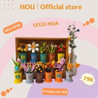 Bộ lắp ráp lego chậu hoa, cây lá nhiều mẫu độc đáo, Lego hoa 12 tháng sinh nhật phù hợp làm quà tặng