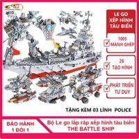 Bộ lắp ráp lego mô hình Chiến hạm biển THE BATTLE SHIP 1005 mảnh ghép, lắp ráp robot, tàu chiến, máy bay, xe tăng