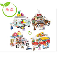 Bộ lắp ráp LOZ mô hình food truck- coffee truck, pizza truck, dessert truck, fruit truck, cake shop