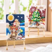 Bộ lắp ráp tranh giáng sinh Loz có giá đỡ, đồ chơi lắp ghép 3D đa dạng mẫu mã xinh xắn, chất liệu nhựa ABS - Helenshop
