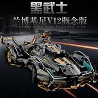 Bộ lắp ráp xe thể thao Lego Lamborghini V12 Black Warrior tương thích, đồ chơi giáo dục, mô hình đua cho bé trai 6