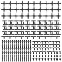 Bộ lắp thủy lợi 250 miếng Đầu nối thép gai tưới nhỏ giọt Tương thích với đầu nối ống nước 1 / 4 Inch cho hệ thống nhỏ giọt bãi cỏ trong vườn (30 khớp nối 4 chiều, 30 khuỷu tay, 90 Str
