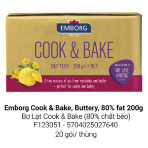 Bơ lạt Cook & Bake Emborg 200gr