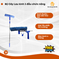 Bộ lau kính đa năng 3-1 tiện dụng gồm cây lau kính inox dài 1m6 đầu lau kính siêu sạch-đầu gạt nước kiếng & móc treo đồ