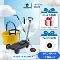 BỘ LAU NHÀ 360 ĐỘ OMEGA MOP PLUS NHẬP KHẨU ĐÀI LOAN (1 THÂN CÂY + 2 BÔNG LAU + 1 XÔ + 1 MÂM XE ĐẨY)