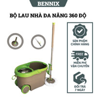 Bộ lau nhà, cây lau nhà đa năng 360 độ cao cấp có bánh xe BENNIX BN-555WA, Hàng chính hãng, Bảo hành 12 tháng