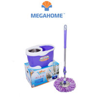 Bộ Lau Nhà Megahome X3 Xoay 360 độ Linh Hoạt, Bông Lau Thâm Hút Tốt Khô Nhanh, Mâm Lau Inox Bền