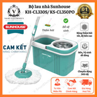 Bộ lau nhà xoay 360 độ Sunhouse Happy Time KH-CL330S/KS-CL350PO, kèm thùng tự vắt có lồng inox chống gỉ, BH 12 tháng