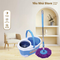 Bộ Lau Nhà Xoay 360 Độ Megalife C2 Megahome, Cây Lau Inox, Bông Microfiber Siêu Thấm Hút