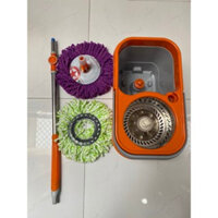 Bộ lau nhà xoay 360 FAWI vuông LỒNG INOX-MÂM INOX tự vắt thông minh cao cấp