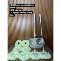 Bộ Lau sàn 360 (CHẬU + 2 CÁN + 8 BÔNG LAU)