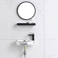 Bộ lavabo mini kiểu treo tường đã bao gồm gương và kệ kính phù hợp nhà tắm không gian nhỏ - Hoa