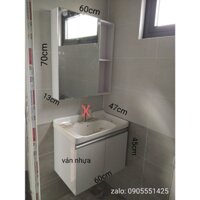 Bộ lavabo tủ và  tủ gương phòng tắm ván nhựa chống nước. Thiết bị vệ sinh.