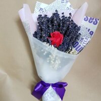 Bó lavender pháp mix cỏ đuôi thỏ + baby + hồng vĩnh cửu