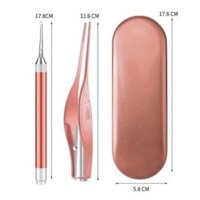 Bộ Lấy Ráy Tai Có Đèn STEEL Hộp Thép Cao Cấp 3 In 1 Dễ Thao Tác Dễ Vệ Sinh