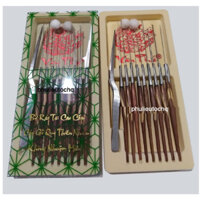 Bộ lấy ráy tai gỗ ghép, hoa văn đẹp mắt