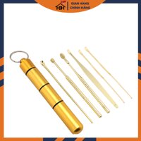Bộ Lấy Ráy Tai Thép Không Rỉ Tặng Kèm Móc Treo Hình Trụ - Vàng Gold