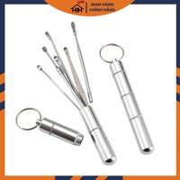 Bộ Lấy Ráy Tai Thép Không Rỉ Tặng Kèm Móc Treo Hình Trụ - Bạc
