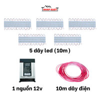 Bộ led dán 3 mắt 6113 12v gắn biển quảng cáo, decor xe đẩy, trang trí quán, có củ nguồn và dây điện