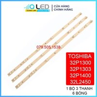 BỘ LED TIVI TOSHIBA 32P1300,32P1303,32P1400,32L2450 mới 100% hàng chính hãng chất lượng, bộ 3 thanh,mỗi thanh 6 bóng 3v