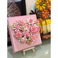 Bộ lego khung ảnh hoa hồng kích thước 18x18cm tặng kèm kệ gỗ.