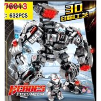 Bộ Lego lắp đặt xếp hình IRonMan người sắt Trắng mã 76013 có 632pcs Hulk Ironman Bạc