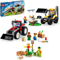 Bộ Lego xây dựng gồm 2 xe trong 1 Xe tải, Xe ủi lớn LEGO City Big Wheel Gift Set 66772, 2in1 Tractor and Construction