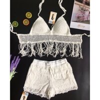 Bộ len đan crotchet đi biển