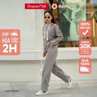 Bộ len SUNFLY áo hoddies quần suông SFB3025