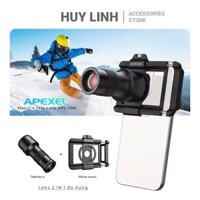 Bộ lens chụp cận cảnh cho điện thoại Apexel TeleMacro 6X Zoom Telephoto & Macro Lens 2 IN 1 khoảng cách focus lấy