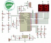 Bộ linh kiện + mạch in mạch đếm sản phẩm 2 số vào ra đơn giản dùng PIC16F877A LED 7 đoạn LDNam