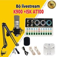 Bộ live stream sound card k900 + micro isk at100 micro bắt xa hát nhẹ  nhiều hiệu ứng hay bảo hành 12 tháng