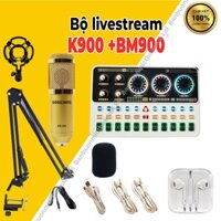 Bộ live stream sound card k900 + micro bm900 nhiều hiệu ứng hay bảo hành 12 tháng