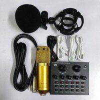 Bộ Live Stream Thu Âm Card V8 Mic B900 New Tặng Tai Phone