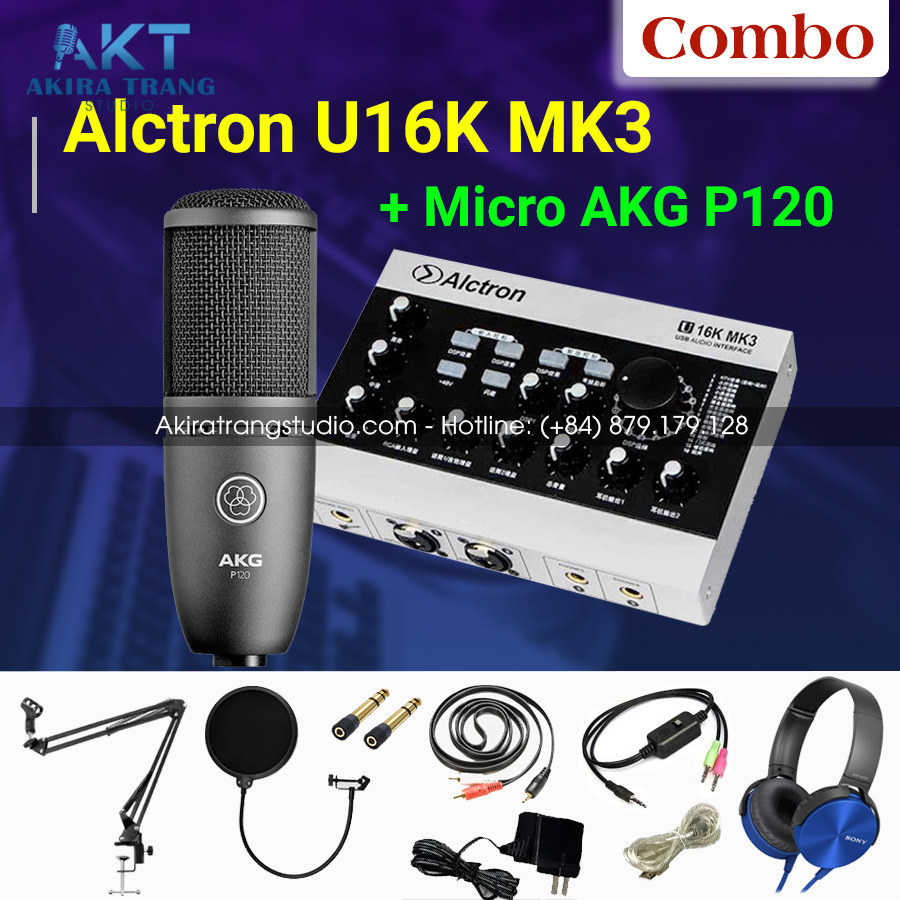 Bộ livestream Alctron U16K MK3 + Micro thu âm AKG P120