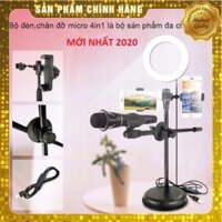 Bộ livestream chuyên nghiệp 4 trong 1 - 2 Giá đỡ điện thoại + Đèn led chiếu sáng + Giá đỡ micro thu âm C7 C11