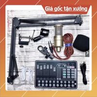 Bộ livestream Thu Âm mic AQ220 Sound card H9 autu-tune có Bluetooth Chân kẹp mic