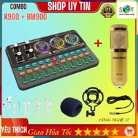 Bộ Livestream Thu Âm Soundcard K900 và Micro BM900 - Hiệu Suất Đỉnh Cao với Kết Nối Bluetooth và Pin Tích Hợp