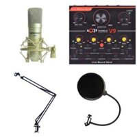 Bộ livestream thu âm Woaichang PM10 sound card V9