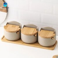Bộ lọ gia vị gốm sứ SDUSEIO Phục vụ thìa muối phong cách Nhật Bản