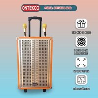 Bộ loa kéo gỗ chính hãng ONTEKCO 1202 kèm 2 micro không dây chuyên nghiệp, Bass 30 hát karaoke mạch chống hú chuẩn