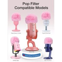 Bộ lọc Blue Yeti Pop, Kính chắn gió đa năng Muff kính chắn gió cho Blue Yeti X, Nano, Yeti Pro, AM8, SoloCast, Razer Mini và Micro USB và ASRM (Hồng)