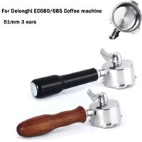 Bộ lọc cà phê shamjina bằng thép không gỉ tay cầm gỗ cho máy pha cà phê Delonghi EC680/685 51mm