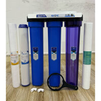 Bộ lọc chặn đầu nguồn 20inch,bộ lọc thô 3 ly 20inch ren 21,ren 27, bộ 3 cốc 20inch kèm lõi lọc,dùng cho gia đình