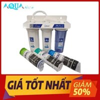 Bộ Lọc Nước Đầu Nguồn - 3 Cốc Lọc 10 inch Ren 21 - Bộ Lõi Lọc + Tay Vặn(KHÔNG KÈM CÚT 2 ĐẦU RA-VÀO)