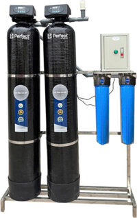 Bộ lọc nước tổng 2 cột composite sợi thủy tinh van tự động cao cấp, màu đen (model: PA02)